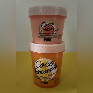 PINK Victoria's Secret Coco Peach body butter & coco pineapple Body scrub Set
